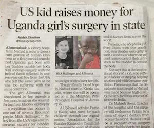 Times of India features story of cross cultural support from young patient